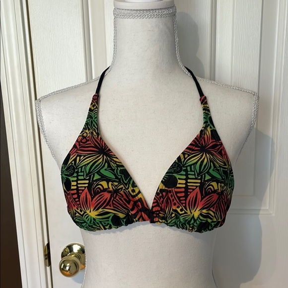 Xhilaration Tropical Print Halter Bikini Top - Picture 1 of 4